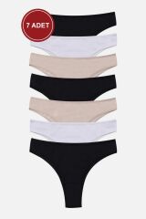 Kadın 7'li Likralı Brazilian Külot Çok Renkli - L - Çok Renkli - L