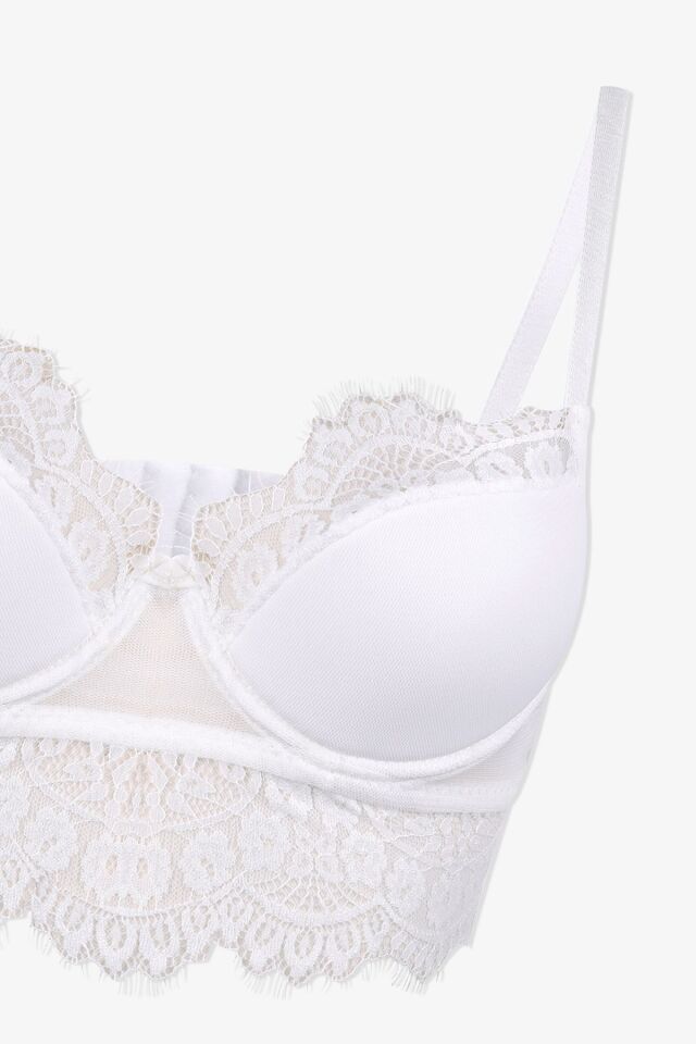 Dantelli Tüllü Sütyen Takım Ekru - 90B